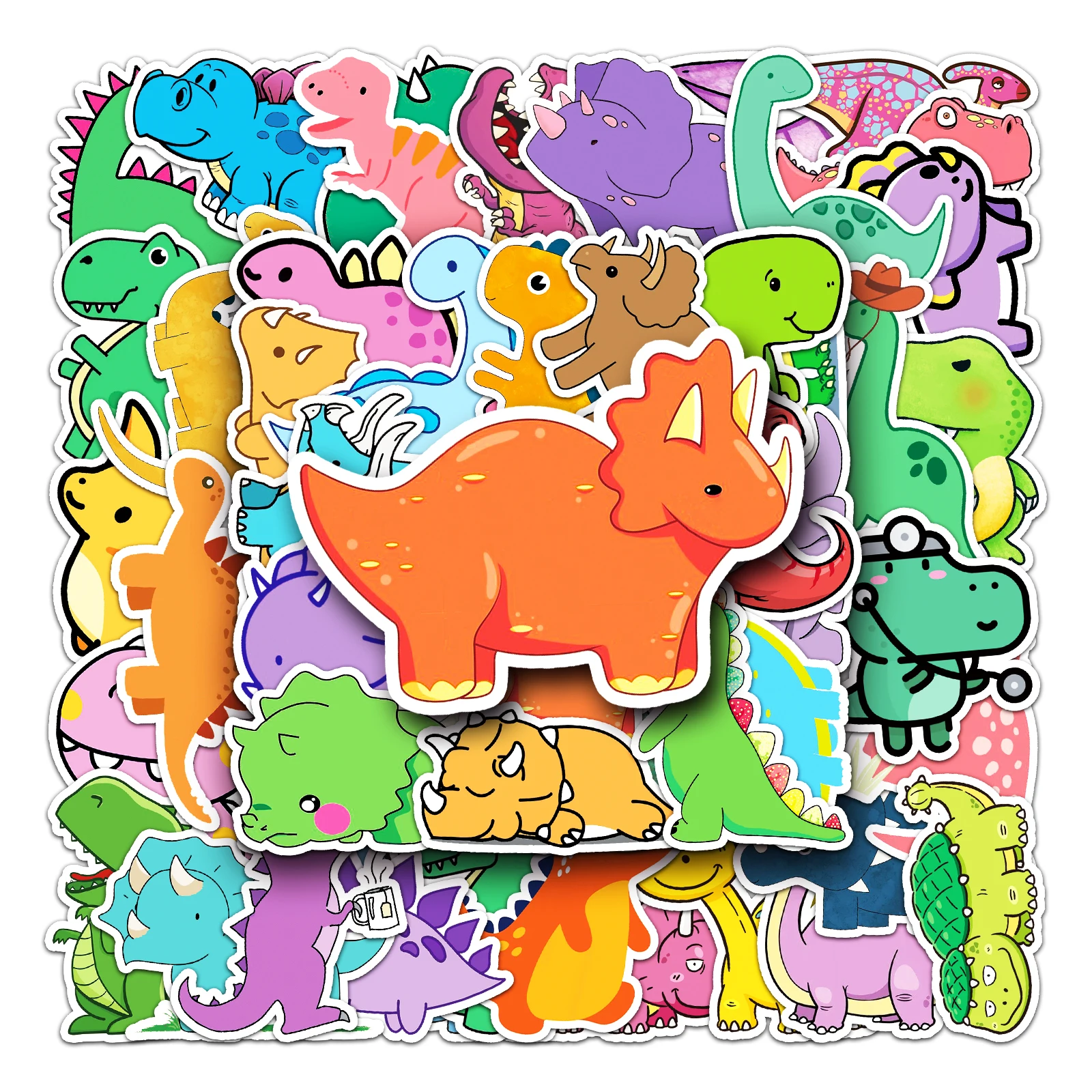 50Pcs Little Dinosaur Series Cartoon Cute Waterproof Sticker Skateboarding Snowboard Retro Vinyl Sticker