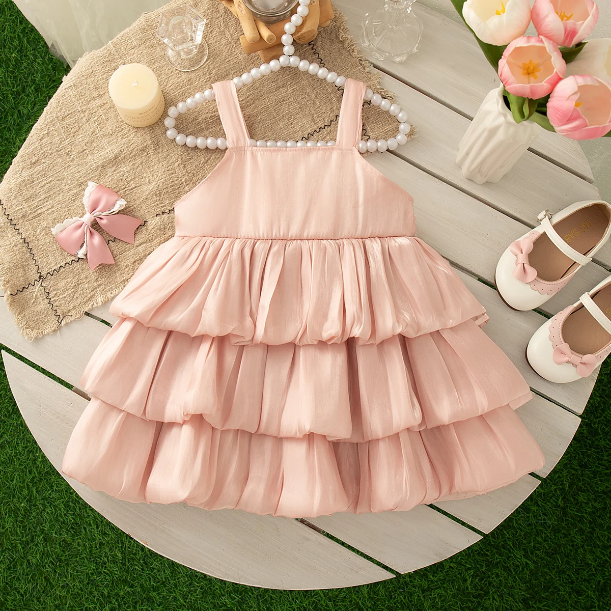 Sweet Bow Birthday Party Baby Girl Dress, Summer New Korean Style Children'S Clothing Suitable For 9 Months To 3 Years Old