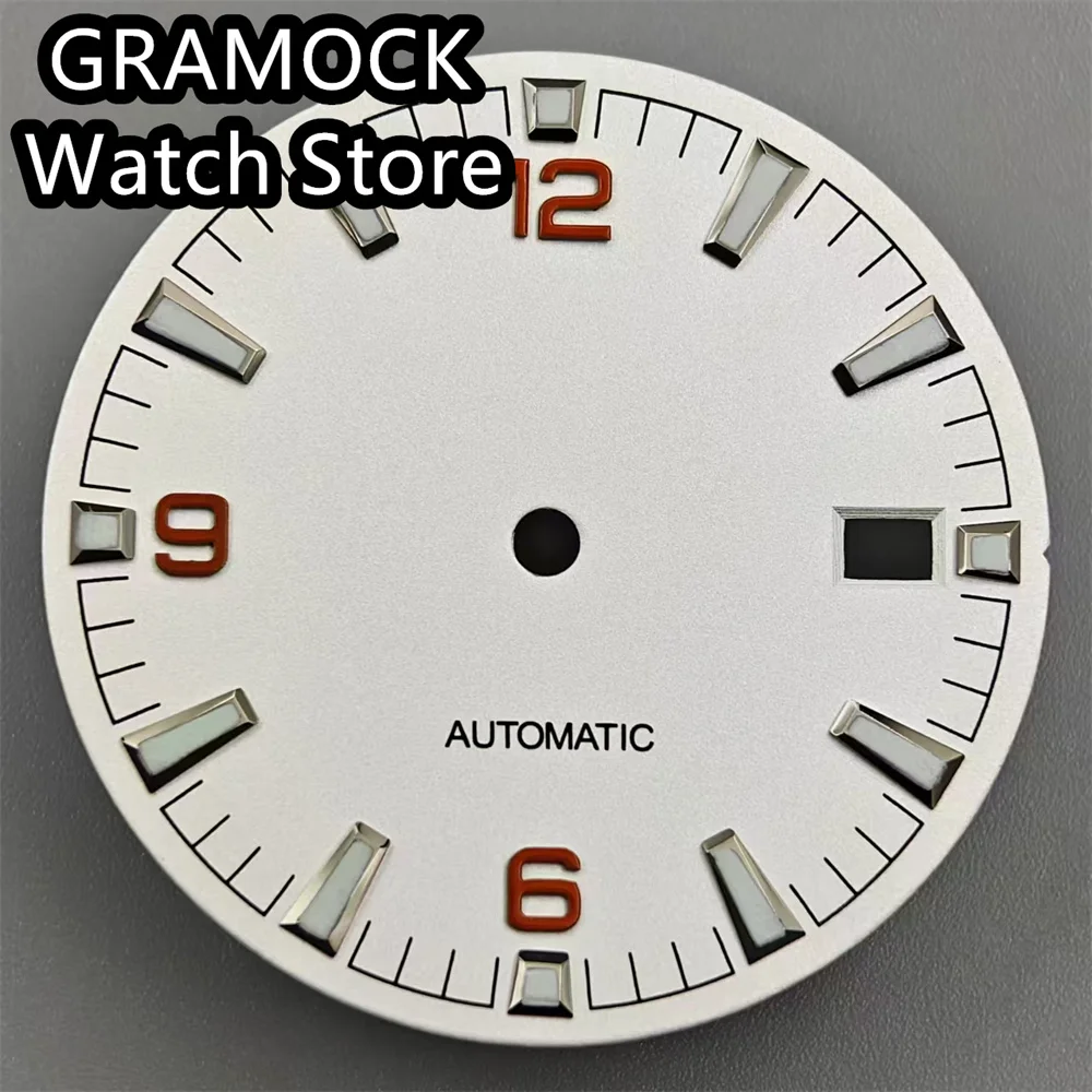 GRAMOCK 31mm Watch Dial Green Luminous Fit NH35 NH36 Movement Watch accessories Replacement accessories