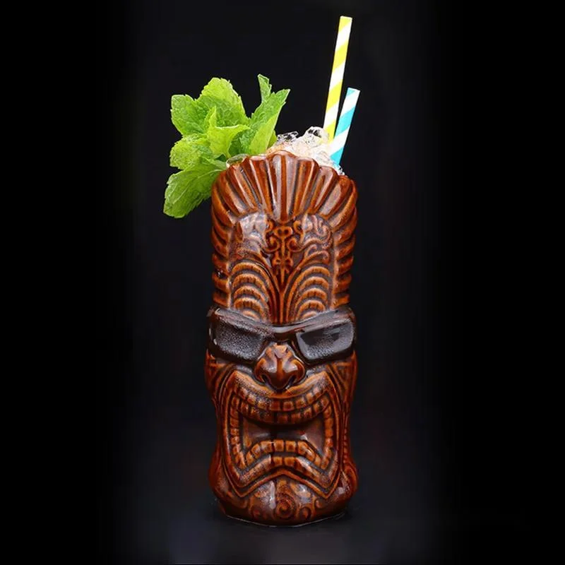 Rock And Roll Musician Tiki Mug Special Drink Tumbler Cool Hawaiian Cocktail Glass For Bar Party Mix Wine Cups Sorbet Container