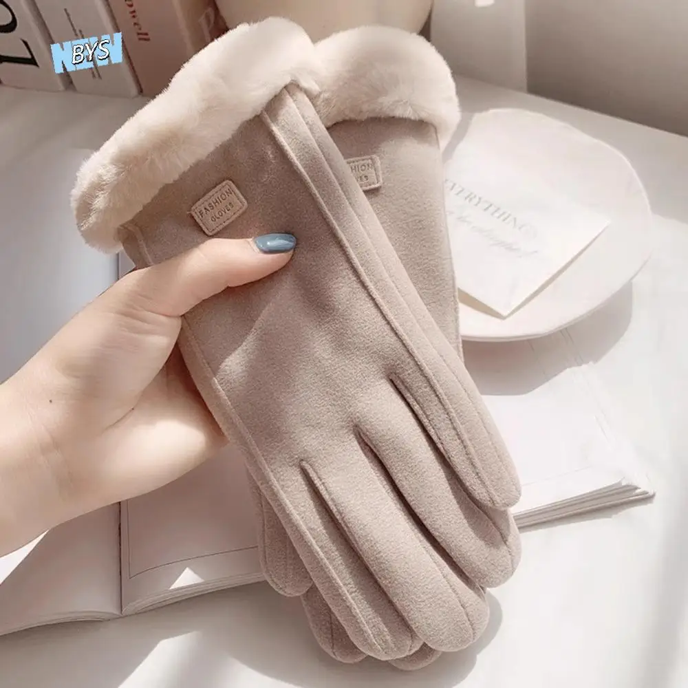 

Cute Velvet Plush Gloves Soft Thick Winter Gloves Waterproof Warm Women Mittens Girls