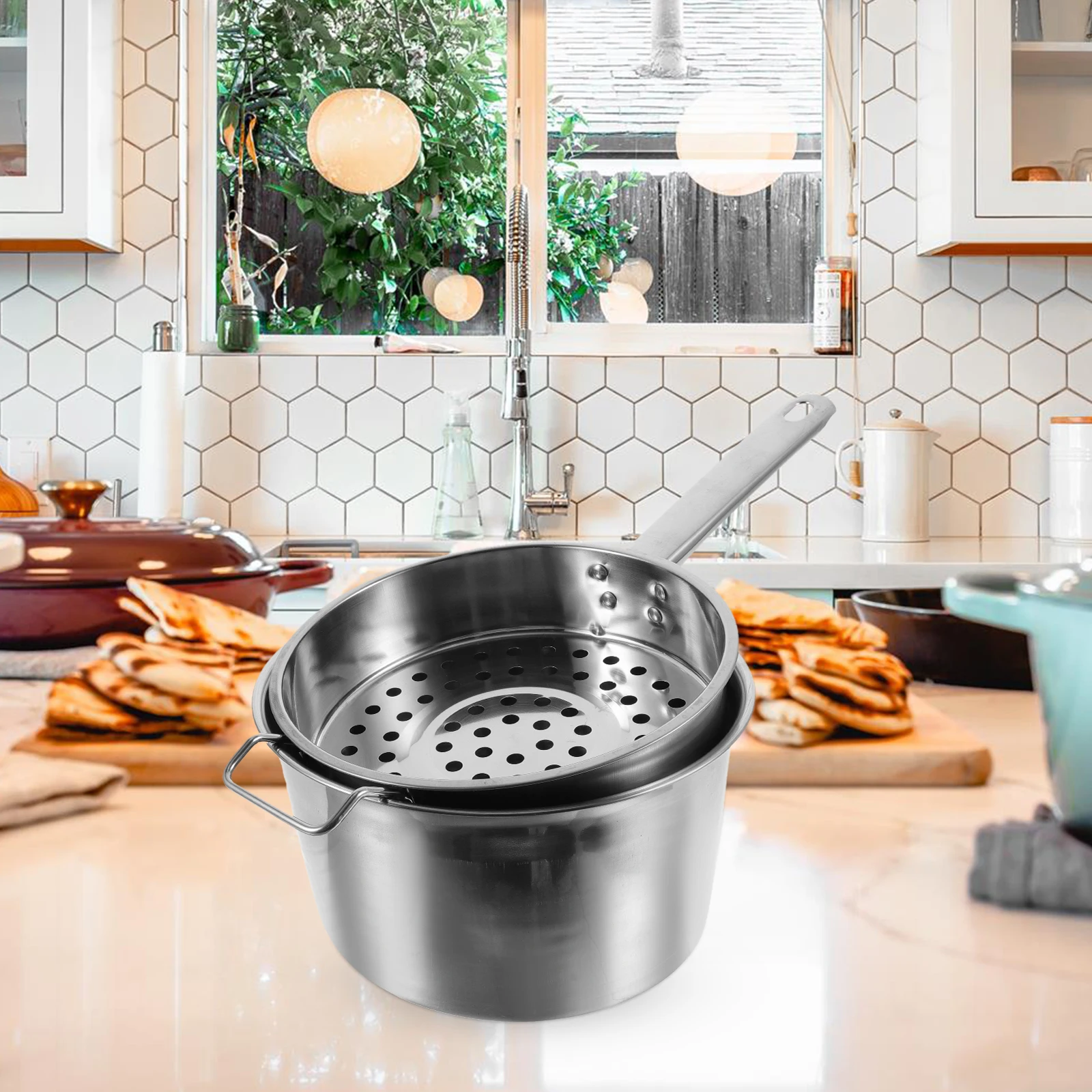 

1 set 1 Set Of Stainless Steel Strainer Spoon For Kitchen Large Colander Household Noodle Colander Convenient Ladle Professional