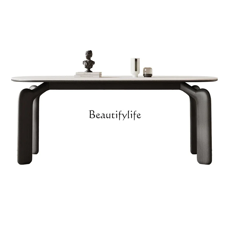 

FG52Retro solid wood dining table Rectangle modern simple home wabi sandy wind creative rock slab dining table