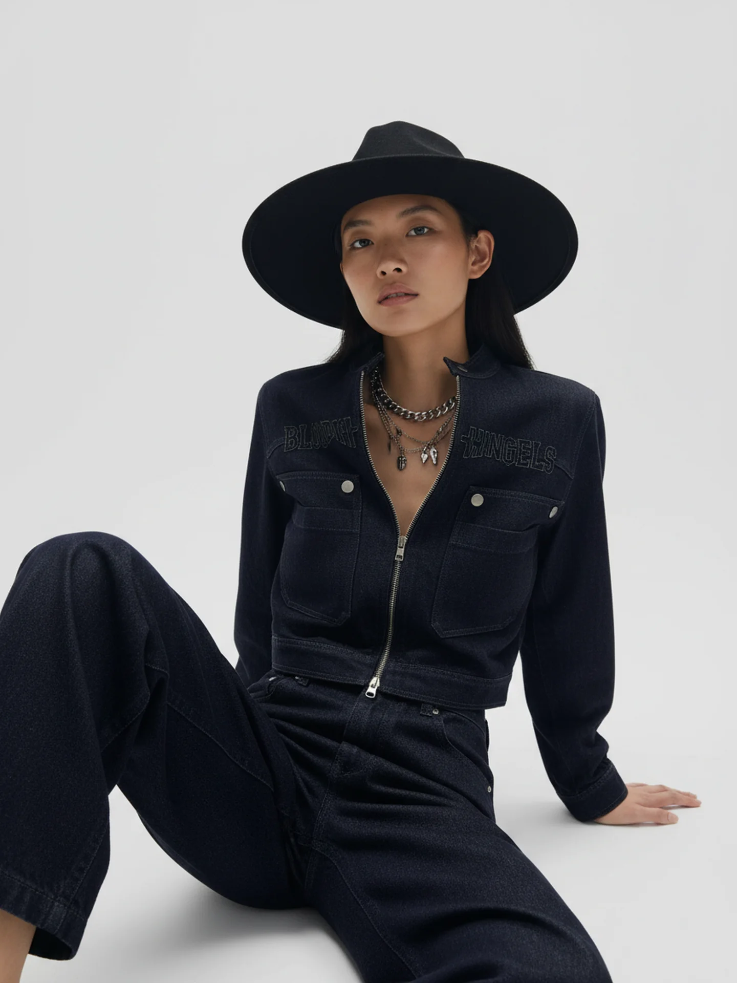 Bloom World Original Color Denim Jacket And Straight Leg Pants Set Women's Autumn Spring Fashion Casual Two Piece Suit