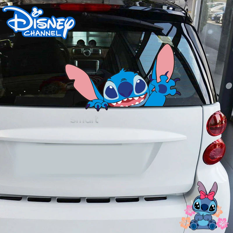 New Disney Stitch Reflective Car Sticker Cartoon Figure BABY in Car Funny Cover Scratches Electric Motorcycle Stickers Fans Gift