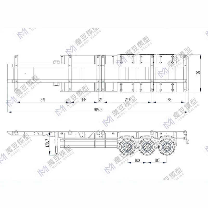 Metal Simulation 1/14 RC Semi-Trailer 40ft  for 1/14 Tamiya RC Truck for SCANIA 770S R620 for VOLVO Arocs for MAN Accessories