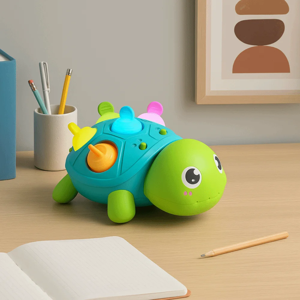 Light&Music Musical Turtle Flat Ground Escape Educational Moving Walking Turtle Automatic Sensing Catch Up Crawling Turtle