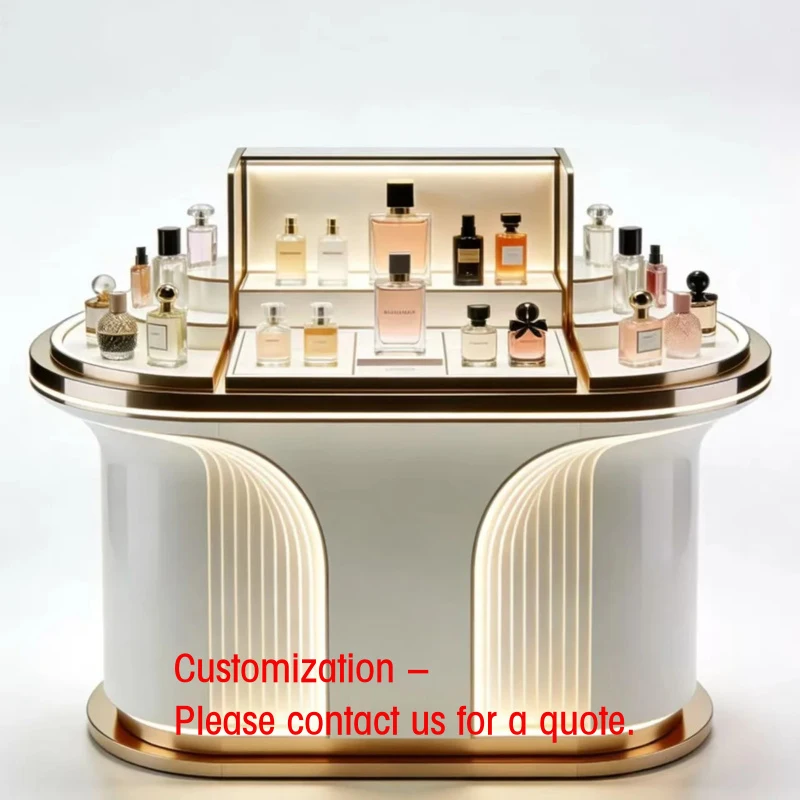 

custom.Luxury Style Perfume Display Cabinet, Multi-layer LED Lighting Island Showcase Luxury Perfume Cabinet