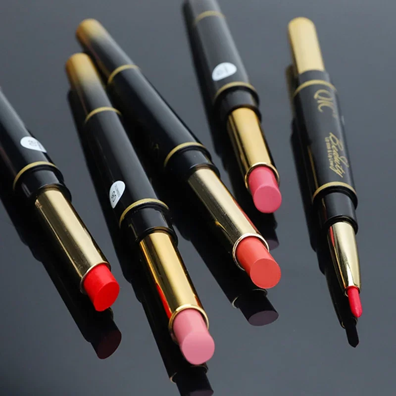 2 IN 1 Lip Liner Waterproof Matte Sexy Red Long Lasting Lipstick Pencil Lipliner Makeup Cosmetics