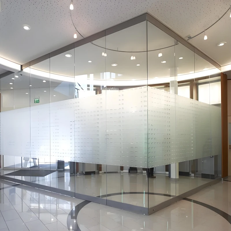 custom.Custom Full Height Tempered Glass Wall Soundproof Frameless Office Interior Design with Door and Frosted Glass Partition