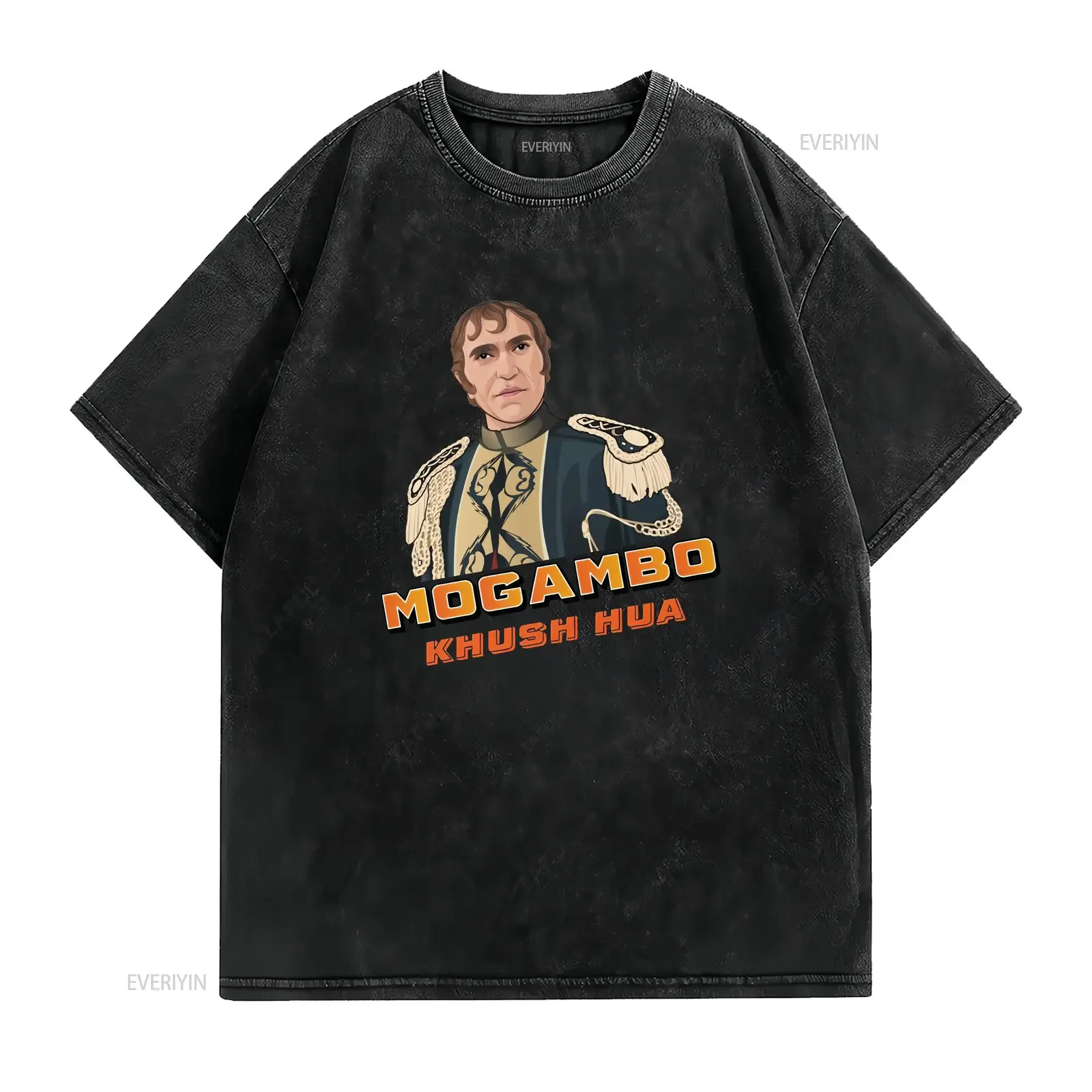 Mogambo Khush Hua l Famous Indian Movie dialogue Bollywood Movies Amrish Puri Desi T Shirt I Hindi vintage Washed graphic