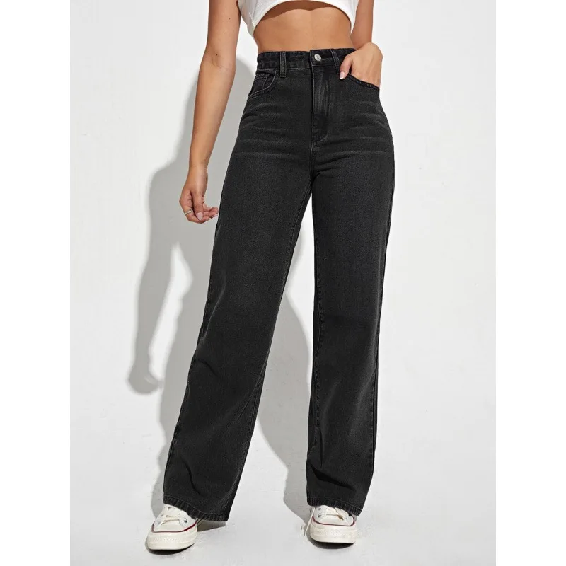 

High Waist Straight Leg Jeans G 20603 High Waist Jeans Straight Cut Denim Pants Women's Fashion Spring Season