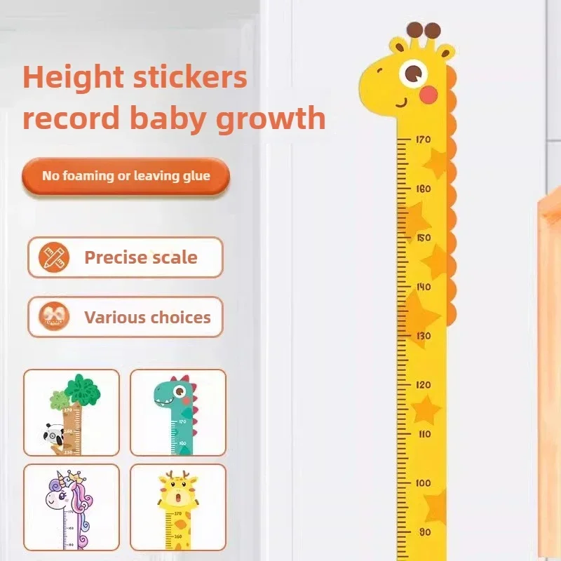 Montessori Growth Chart Wall Sticker – Removable Baby Height Ruler with Dinosaur & Unicorn, Nursery Milestone Tracker for Kids