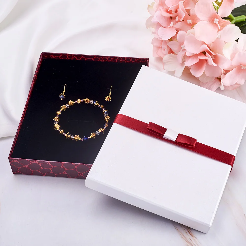 Pandahall 10pcs Jewellery Set Boxes Cardboard Display Box for Earrings Ring Necklace Bracelet Packaging Box Gift Packing White