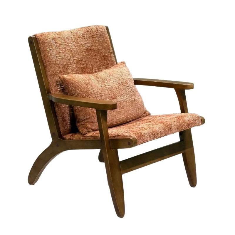 All solid wood fabric lounge chair, single sofa chair, bed and breakfast hotel, balcony home
