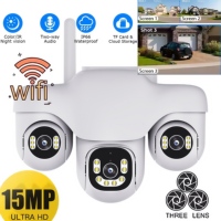 V380 Pro Three Screen Three PTZs Lens 15MP WIFI IP Camera Auto Tracking Night Vision Outdoor Waterproof CCTV Video Security Cam