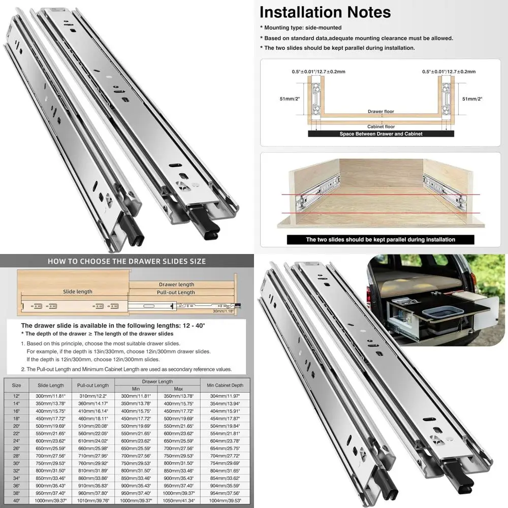 

Усиленные направляющие с фиксатором, 12-40 дюймов, нагрузка до 150 фунтов, боковое крепление, на шарикоподшипниках, длина 32 дюйма