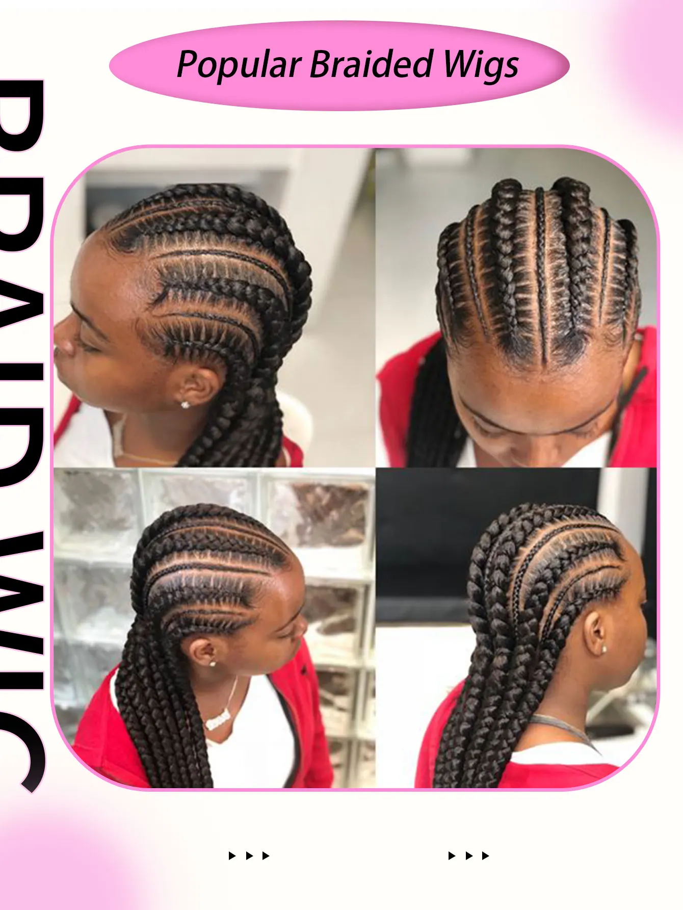 Six Stitch Straight Cornrow Braids Wig Synthetic Full Lace Front Braided Wigs For Black Women Goddess Braids Wig With Baby Hair