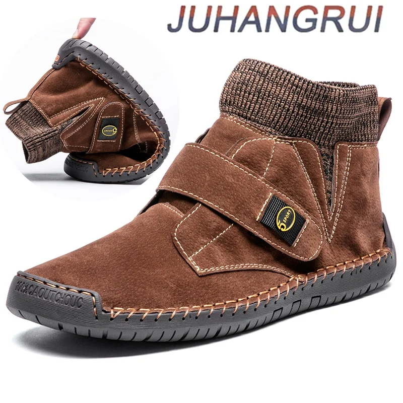 

Новые осенние мужские короткие ботинки в стиле ретро, высококачественные ботильоны из коровьей замши, модная мужская повседневная обувь, нескользящие мужские мотоциклетные ботинки