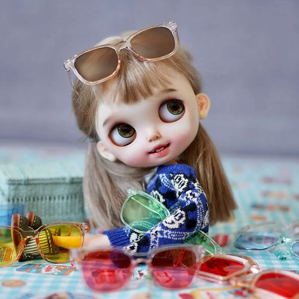 

9cm Miniature Doll Sunglasses Square Frame Glasses For Blythe Doll Accessories Plush Doll Miniature Eyeglasses