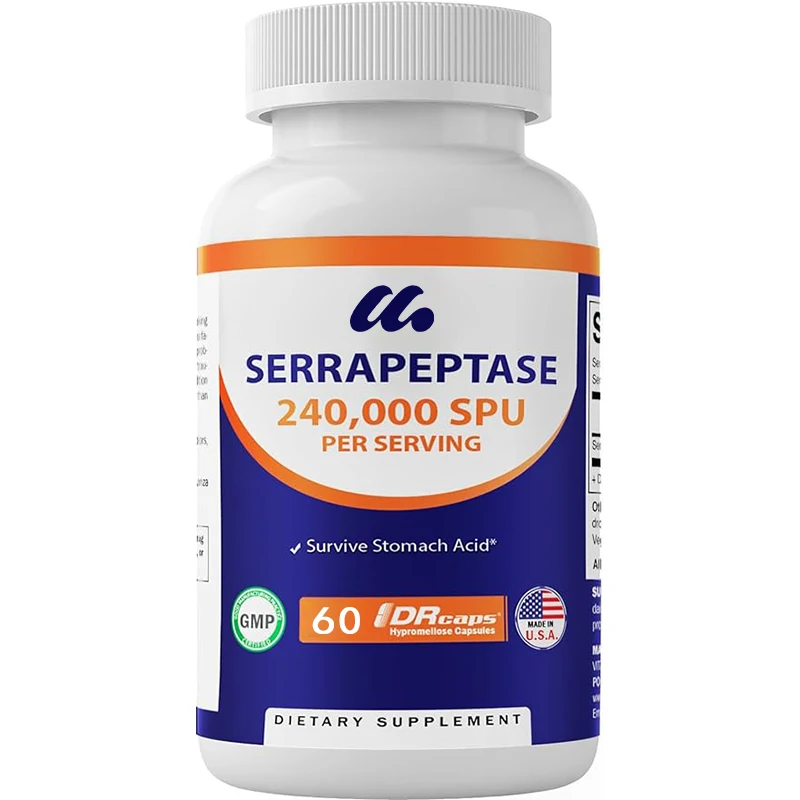 

Vitamin Serrapeptase, enteric coating - protein hydrolase for sinuses, respiration, and joints - non GMO and gluten free