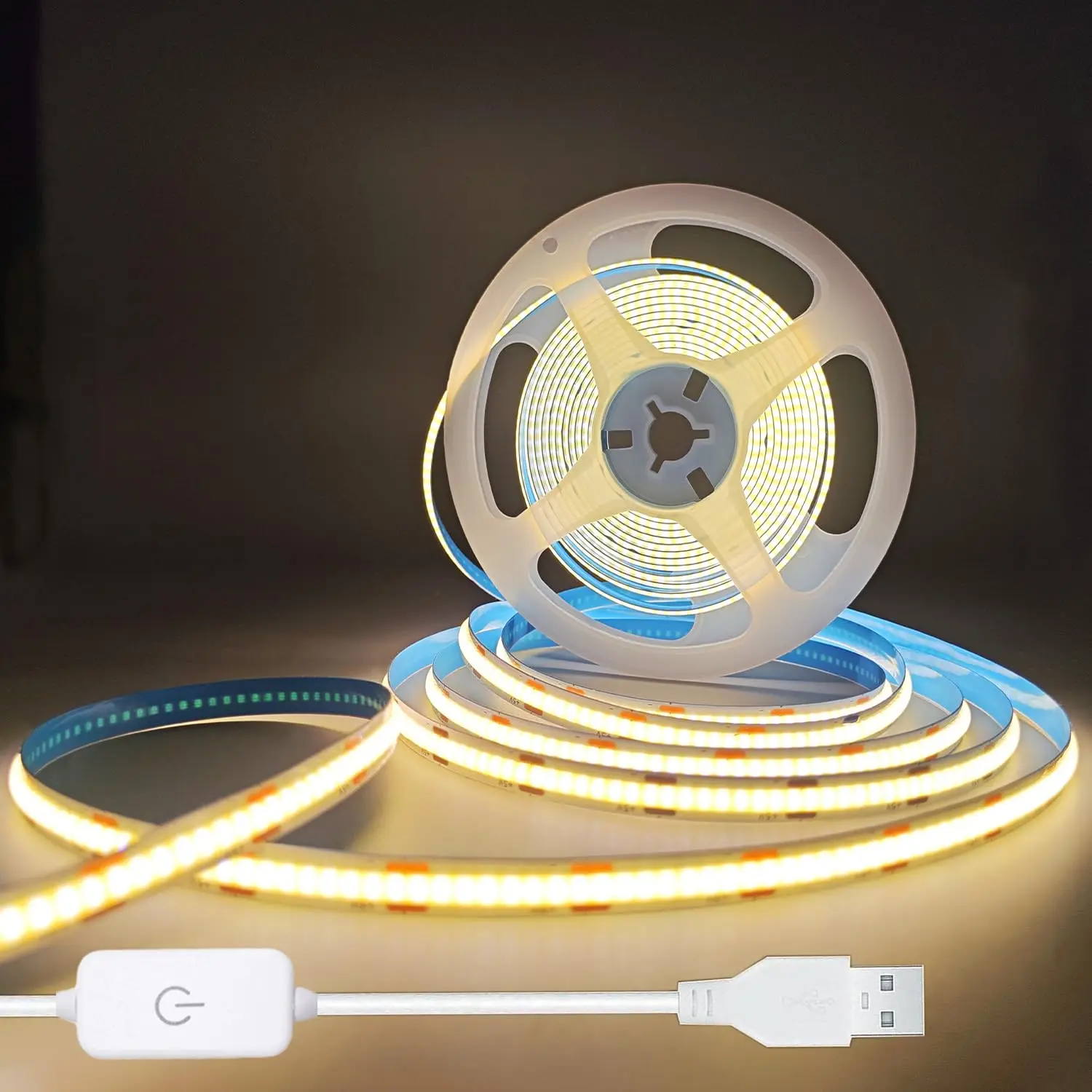5V USB COB LED Strip Touch Control Dimmer Flexible Linear Self Adhesive Tape Lamp For Cabinet Wardrobe Mirror Backlight Lightin