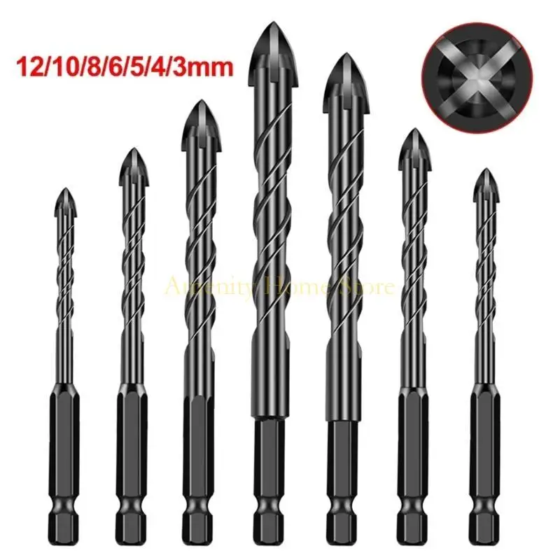 

F26C 12pcs Drill Set, подходящий для цементных керамических проектов, бурение в бетонном дереве и стекле с высокой прочностью