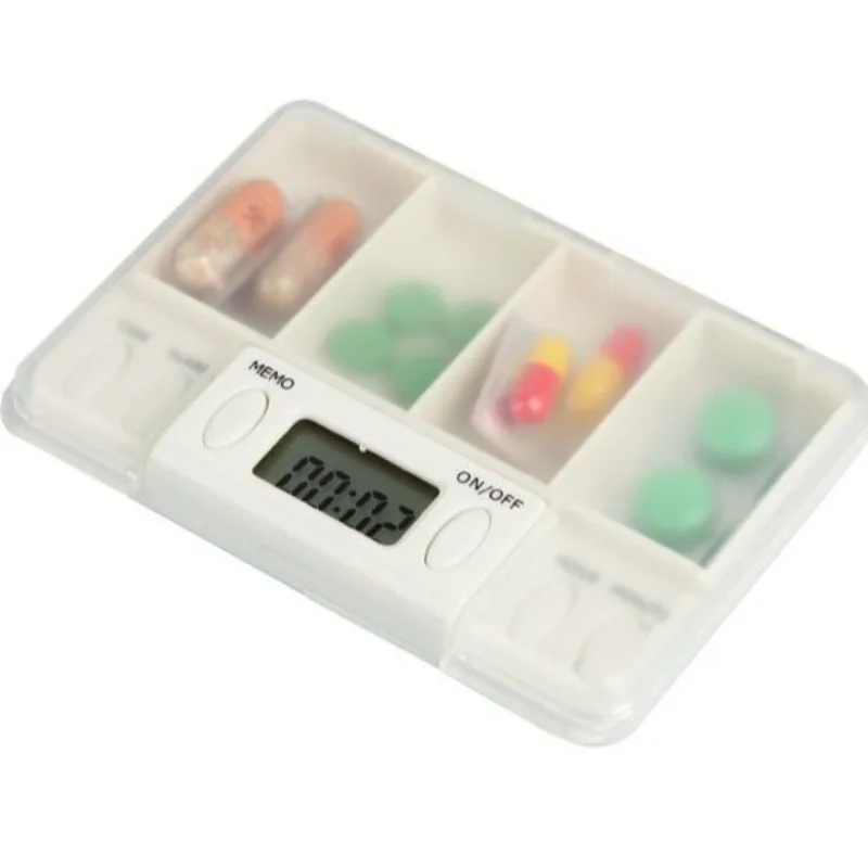 4 Compartment Smart Pill Box with 8 Group Alarm Reminder for Travel Home Medication Pills Organizer fast shipping