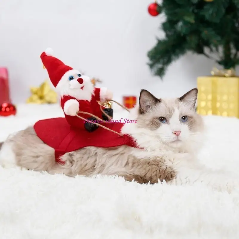 Vestimenta mascotas temporada ropa navideña para animal ajustable santa ajustable hx6c