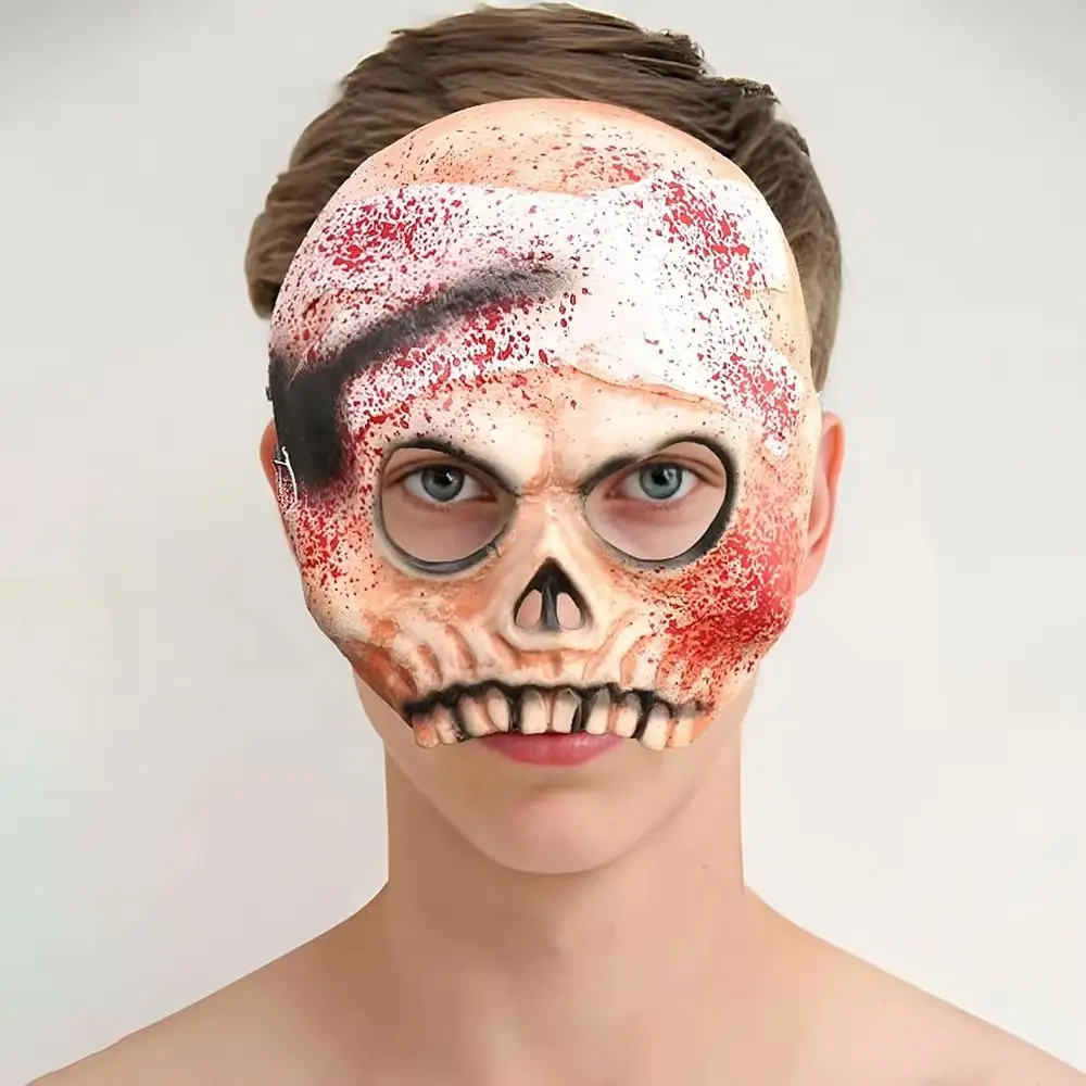 

Realistic Halloween Cosplay Mask Creativity Breathable Masquerade Party Mask Elastic Strapy Unisex Bloody Skull Mask