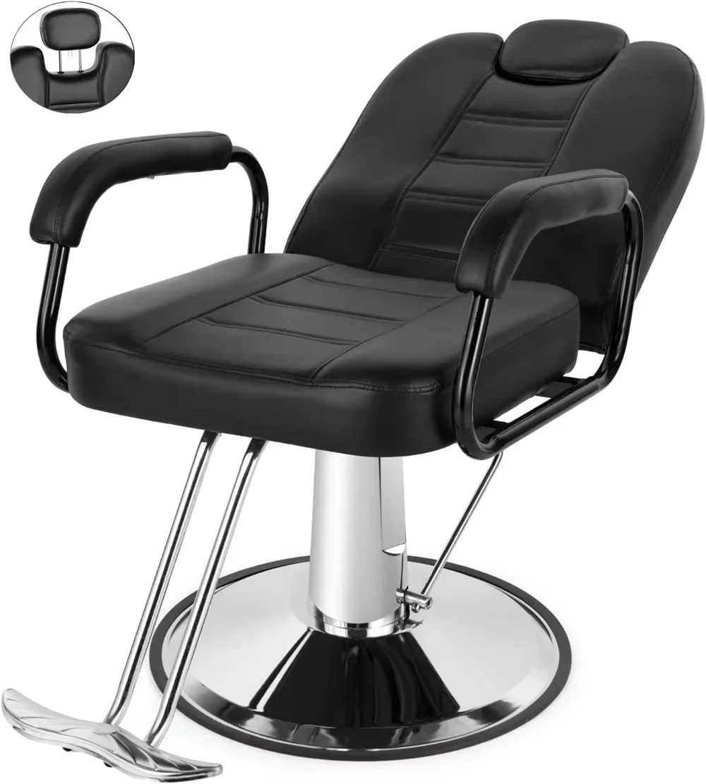 

Barbers Chairs, Heavy Duty Hydraulic Reclining Salon Chair Spa Furniture Shampoo Reclining Extra Wider Seat Beauty Hair(Black)