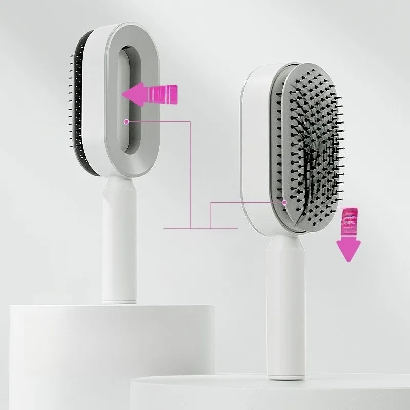 1pc Upgraded Press‑to‑Clean Air Cushion Comb Massage Paddle Hair Brush for Women Long Hair Household Hairdressing Tool