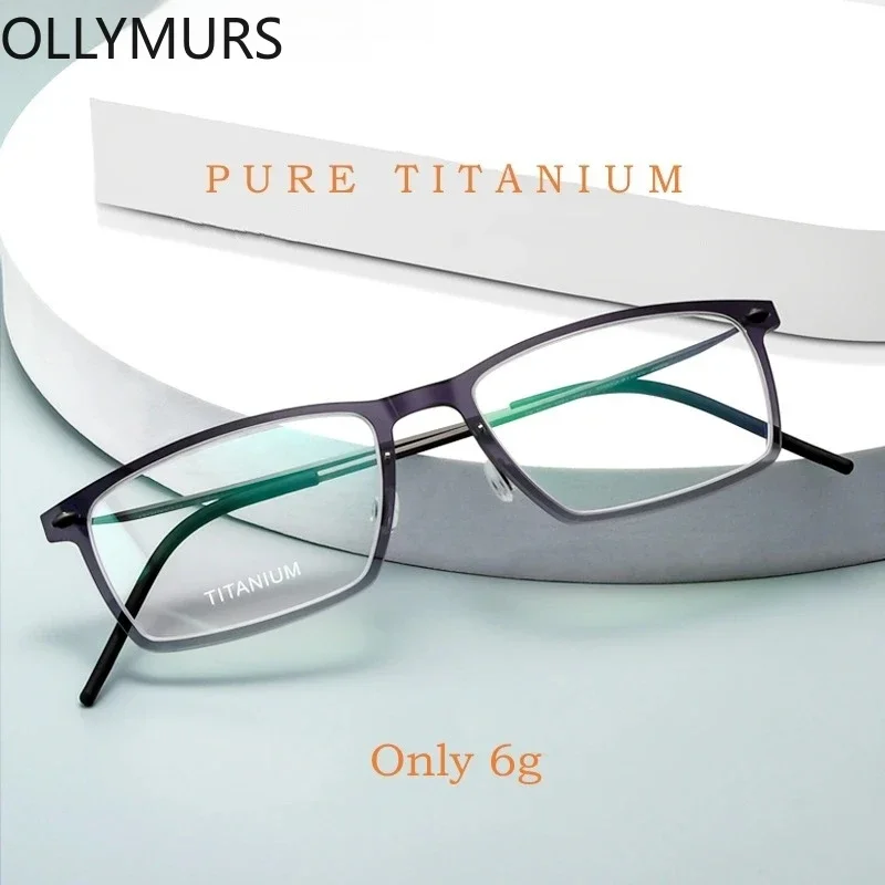 

OLLYMURS New Ultra-light High-quality Nylon Pure Titanium Retro Square Optical Prescription Glasses Frame Men and Women 6544ND