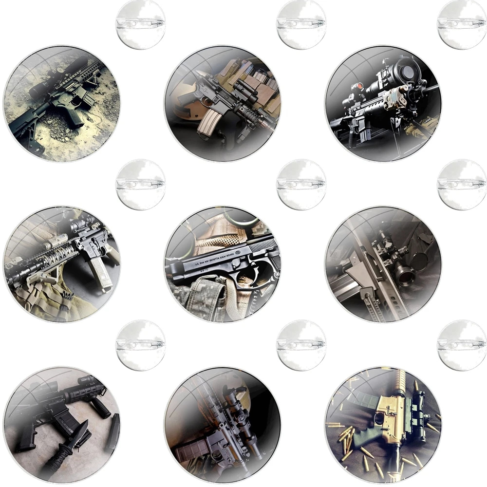 Automatic Rifle Sniper Rifle Gun Pins Badge Metal Brooches For Clothes Backpack Decoration gift