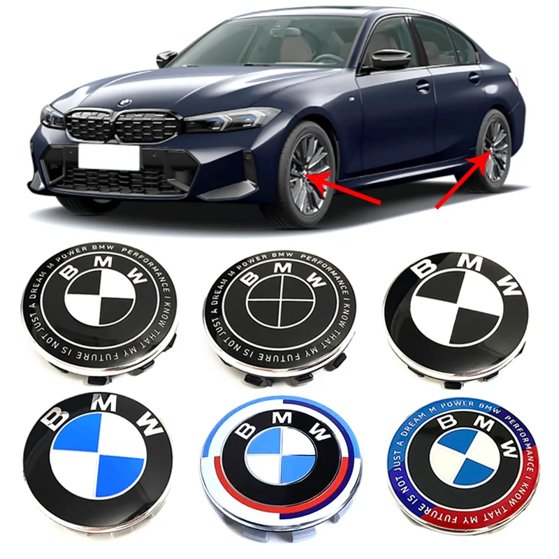 100 60 40 20 Pcs 68mm 60mm 56mm 10pin For BMW Car Wheel Hub Center Cap Rim Cover Badge Logo Emblem 50th Anniversary Accessories