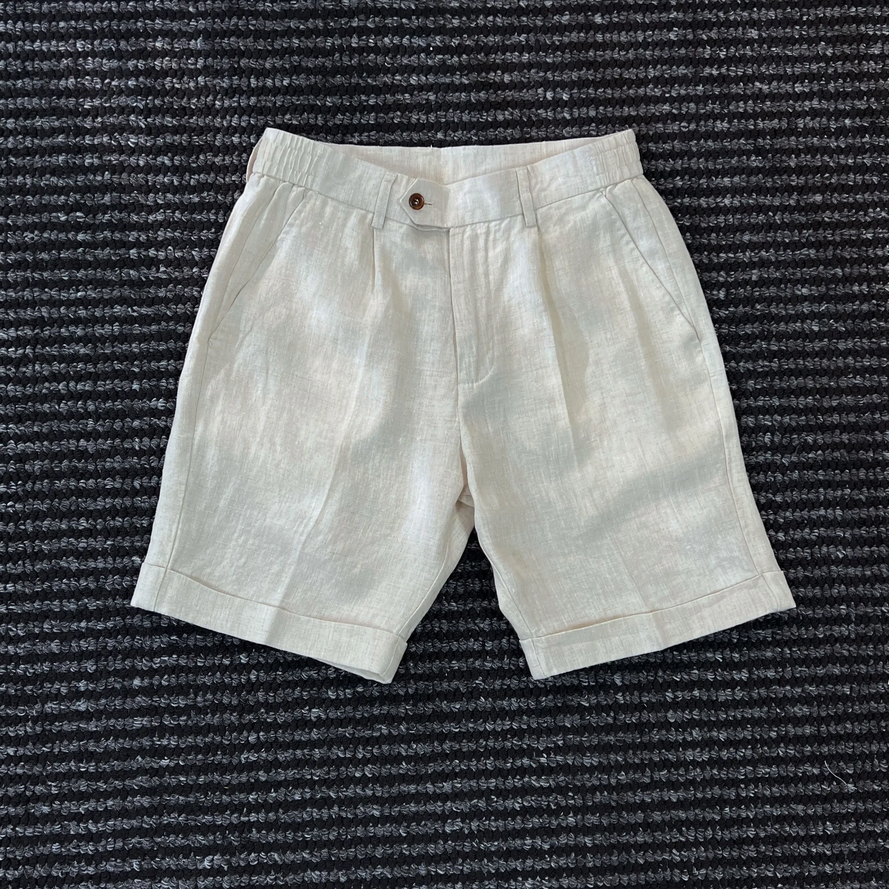High-end old money LP100% linen but knee shorts men's design aesthetics high-end versatile pants