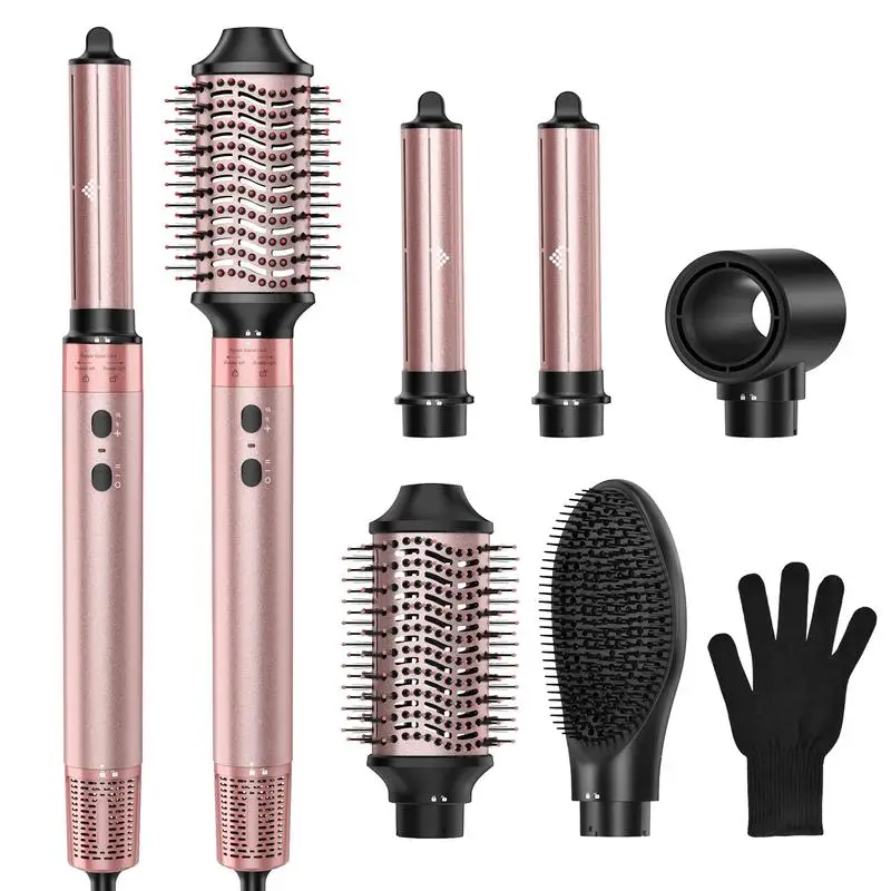 

5 in 1 Curling Wand Set,Straightener Brush,Automatic Air Curling Iron,Hot/Cold Air Hair Styler for Fast Drying Curing