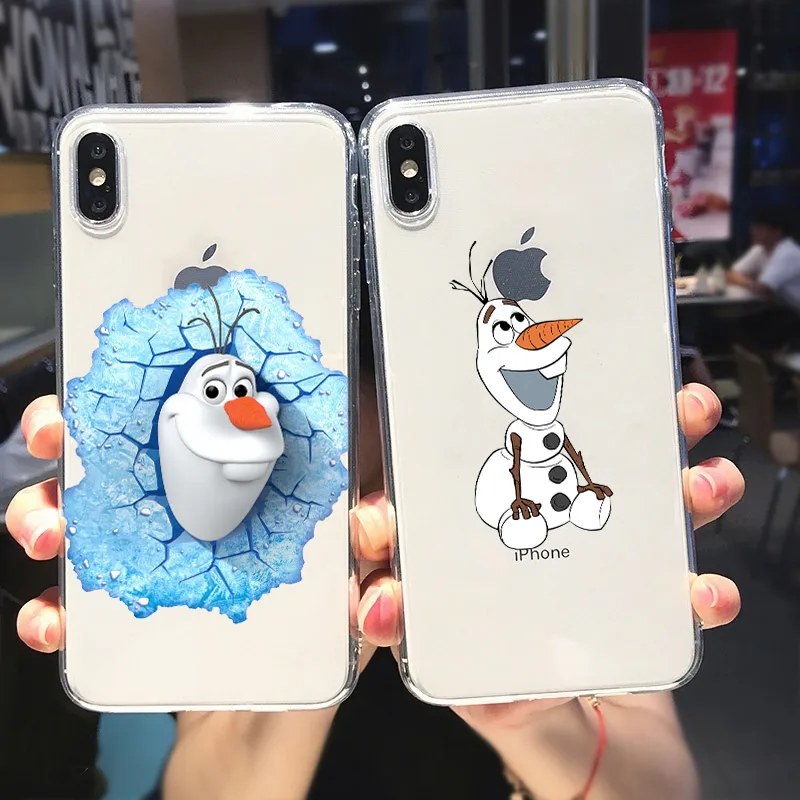 Olaf Snowman Frozen For Apple iPhone 15 14 13 12 Mini 11 Pro XS MAX XR X 8 7 6 5 SE Plus Transparent Phone Case Silicone Cover