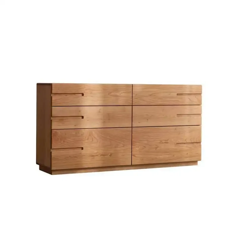 

North American cherry wood six-chest cabinet all solid wood storage cabinet Nordic modern simple light luxury floor cabinet