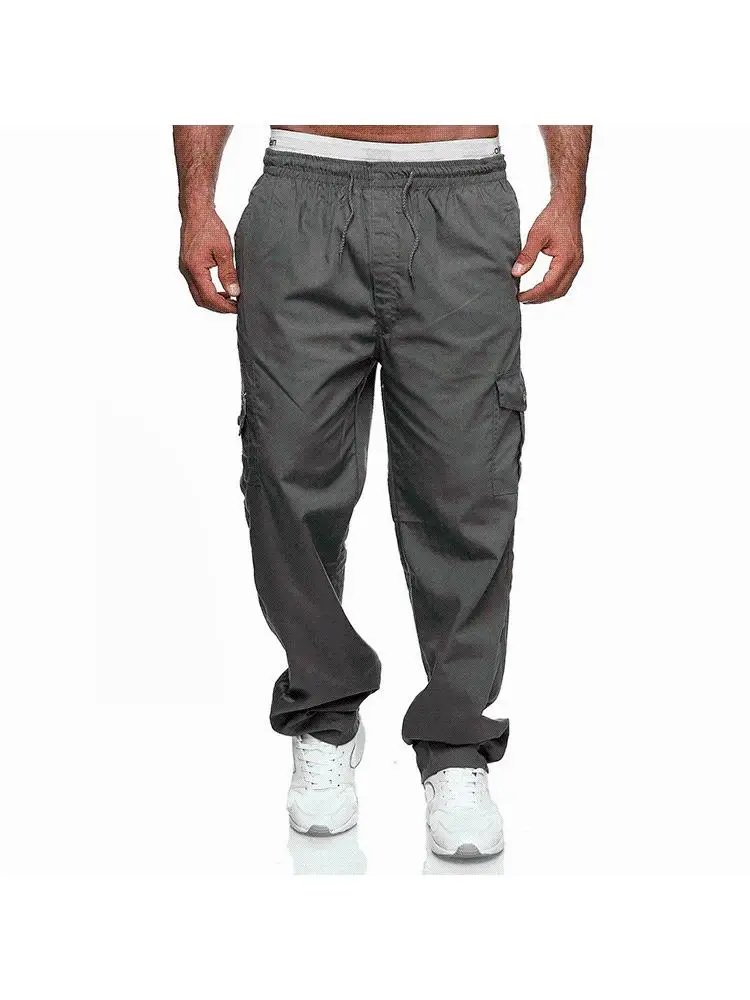 

Свободные прямые брюки для спецодежды, мужские повседневные уличные длинные брюки с несколькими карманами, брюки для фитнеса, осенне-зимняя коллекция