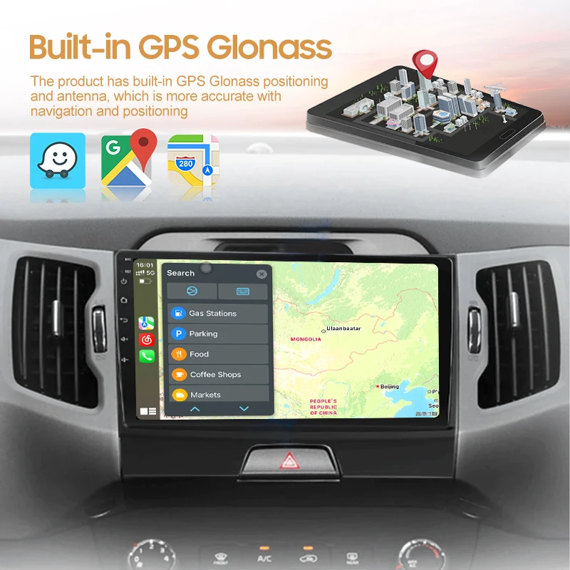 Autoradio Android 13 avec Navigation GPS pour Voiture, Lecteur Stéréo Vidéo, 2K, QLED, pour KlA Sportage 3 (2010-2016)