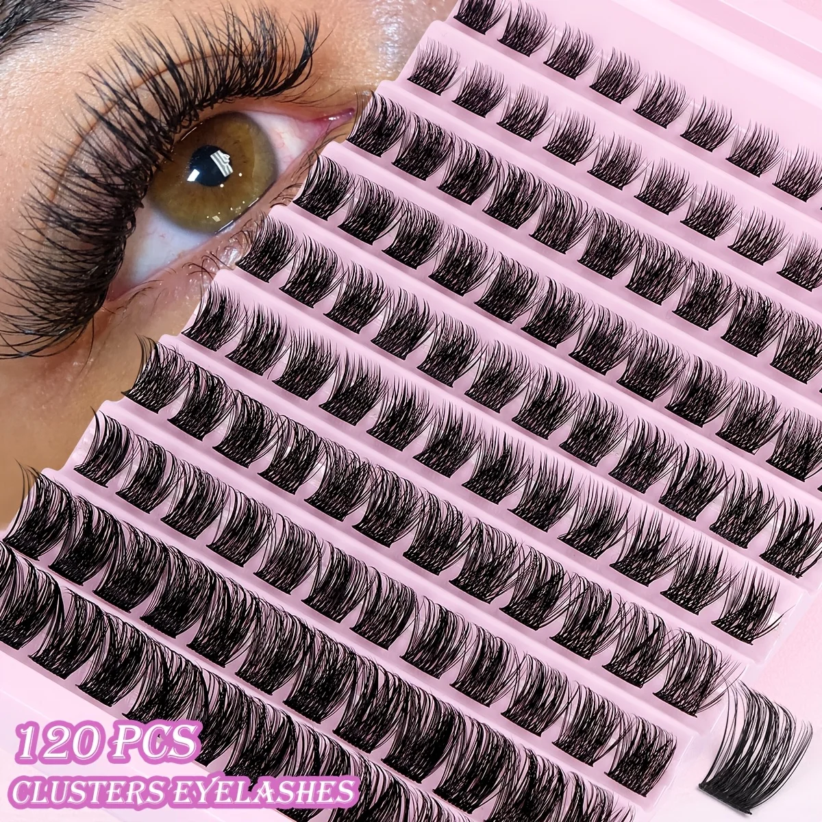 MAANGE 120 Cluster Individual Lashes 8-16Mm Wispy D Curl Lash Extensions Natural Dense Look Enlarges Eyes Beginner Friendly