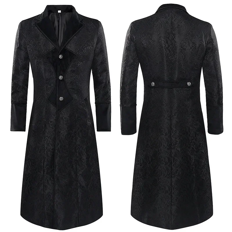 

New Medieval Gothic Solid Color Steampunk Retro Stand-up Collar Coat