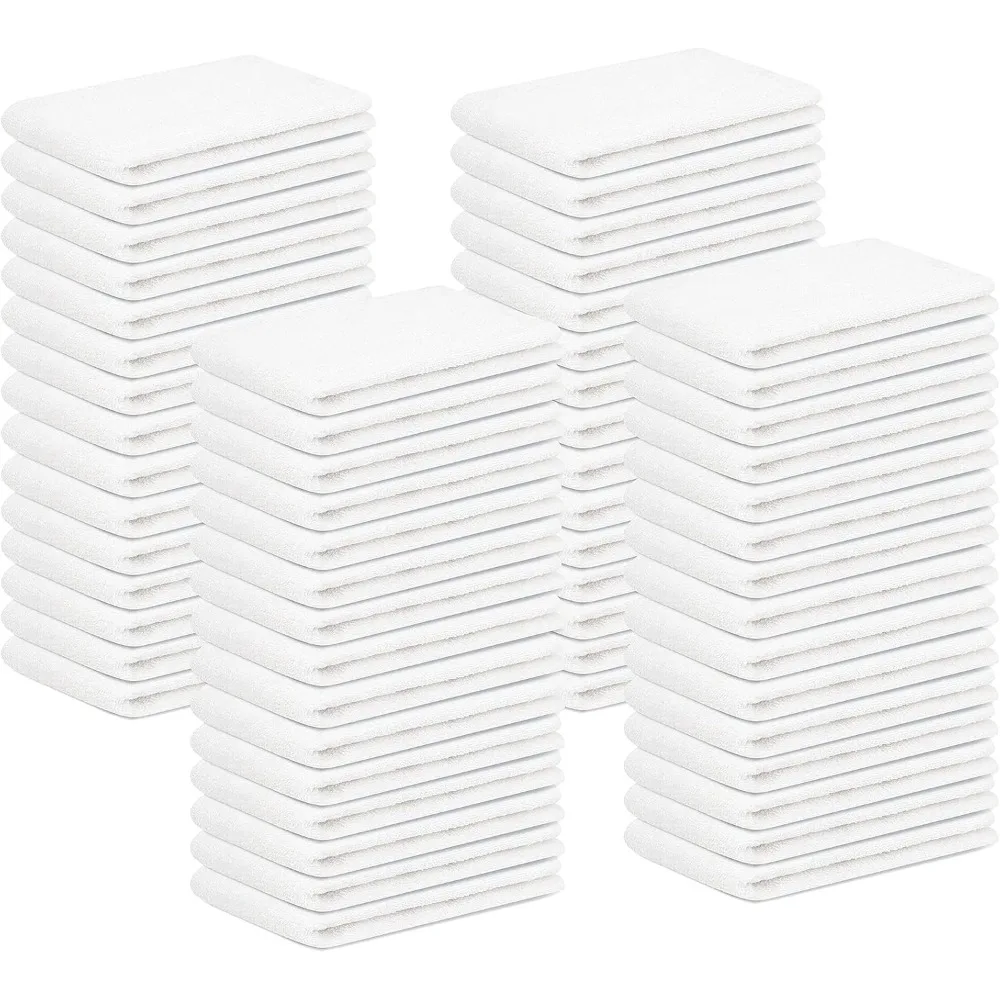 

Набор из 60 белых хлопковых махровых полотенец для уборки 14x17 дюймов, впитывающие, прочные, многоразовые, универсальные тряпки для уборки