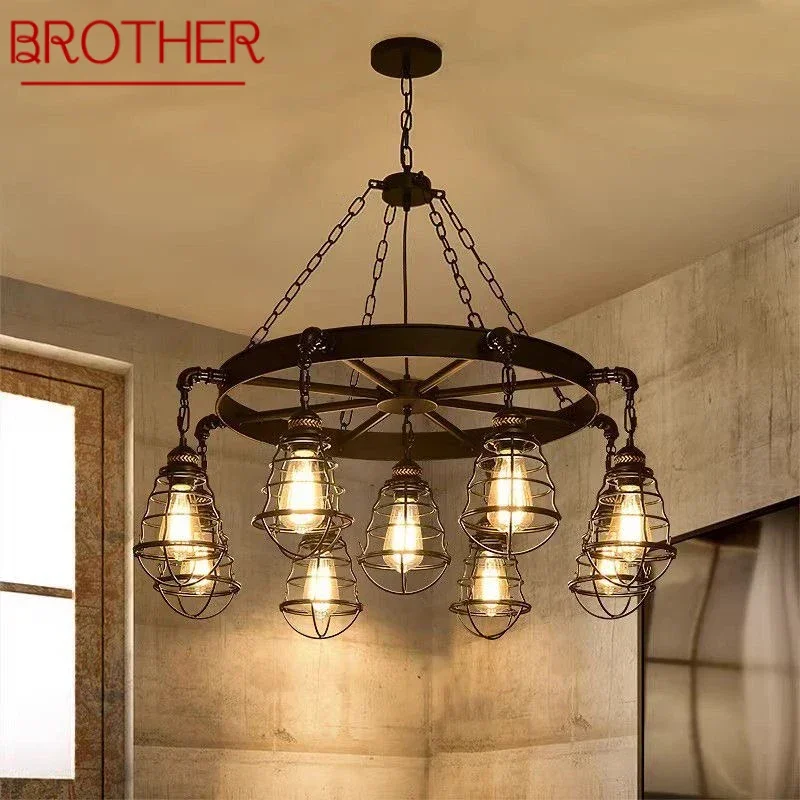 BROTHER American Retro Pendent Lamp Industrial Wind Living Room Restaurant Loft Clothing Store Cafe Bar Box Homestay Chandelier