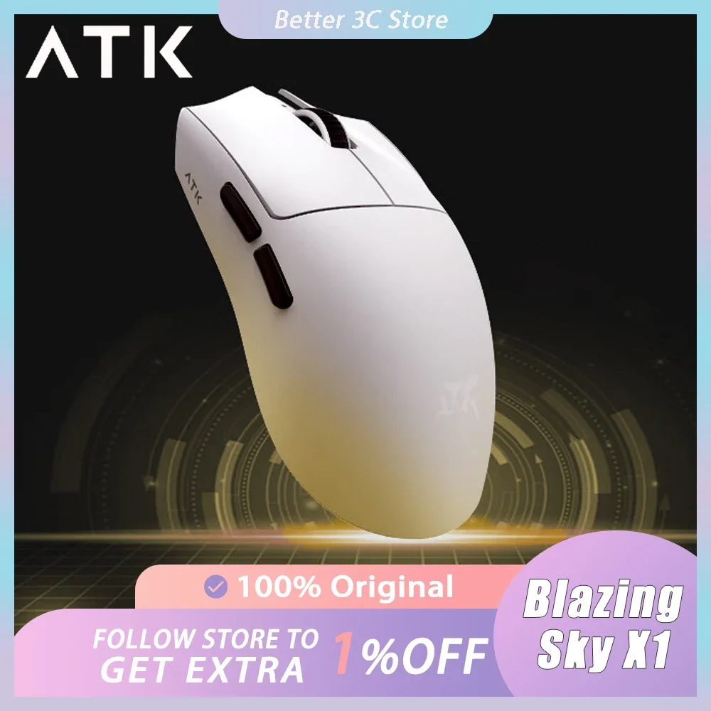 ATK Blazing Sky X1 Mouse Three Mode Wireless 8K Low Latency Lightweight FPS Liekong E-sports Gaming Mouse Pc Gamer Accessories