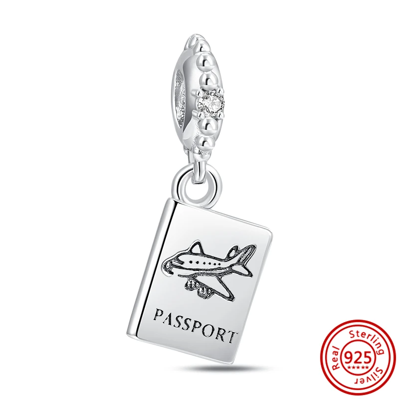 925 Sterling Silver Original Airplane Earth Suitcase Pendant DIY Charms Bracelet Accessories Bead Women Surprise Jewelry Gift