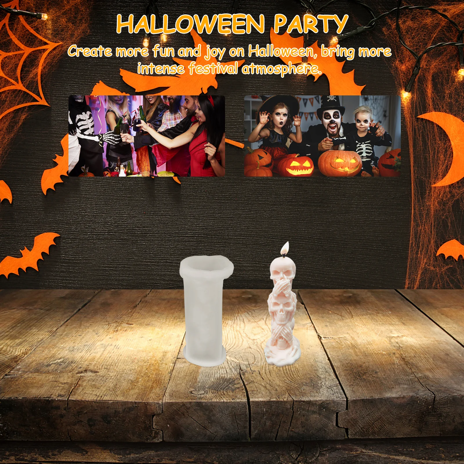 

Форма для черепа 3D глубокая силиконовая форма для Хэллоуина из смолы инструмент для изготовления свечей в виде колонны черепа смоляная форма