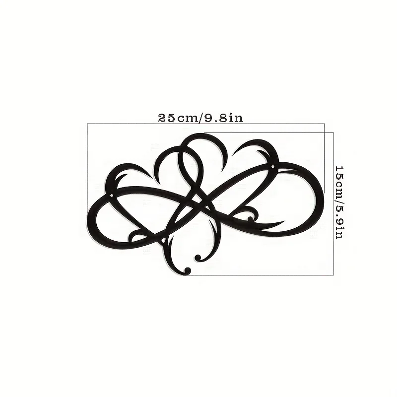 HelloYoung Infinity Double Heart Steel Wall Decor,Infinity Sign Wall Decor, Metal Infinity Heart Art Sculptures, Wall Decor