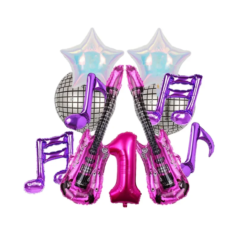 Gitarren-Ballon Lila Zahlen 1-9 Geburtstagsballon-Set Musik-Themen-Party-Dekoration Festival-Foto-Requisiten Geburtstagsgeschenk – Detail 10